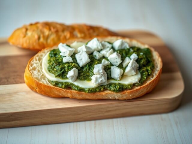 Stokbrood met pesto en geitenkaas