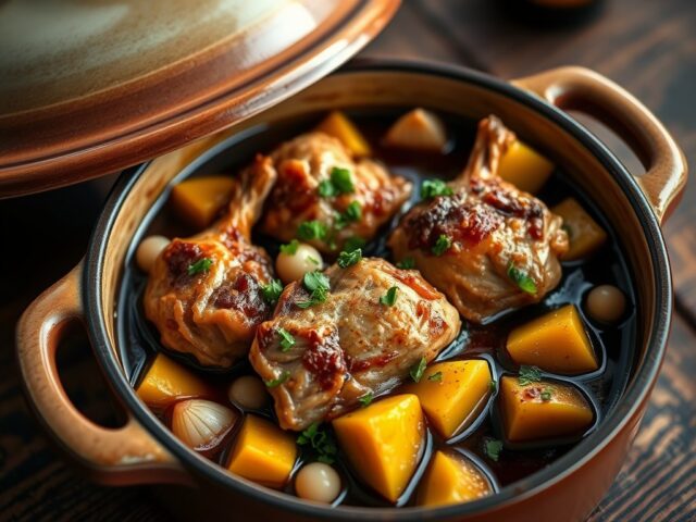 Stoofpotje van parelhoen en geuze
