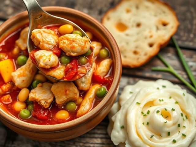 Stoofschotel (cassoulet) van kip en groenten