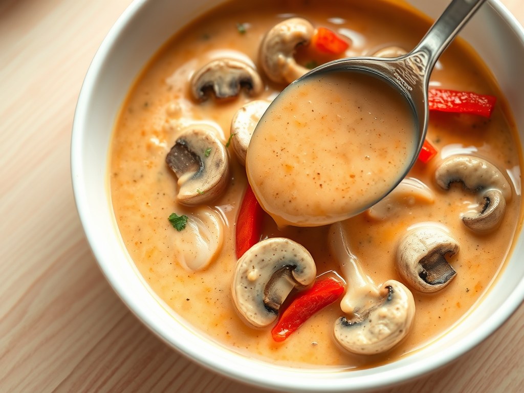 Stroganoffsaus (zacht en romig), AI-gegenereerde illustratie