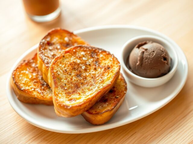 Suikerbrood wentelteefjes + ijs