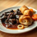 Sukadelappen met kroket van rode biet en aardappel