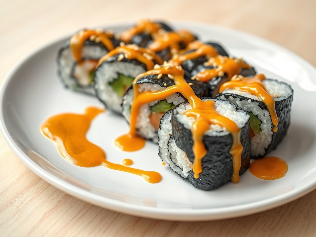 Sushi Maki op een Bordje, AI-gegenereerde illustratie