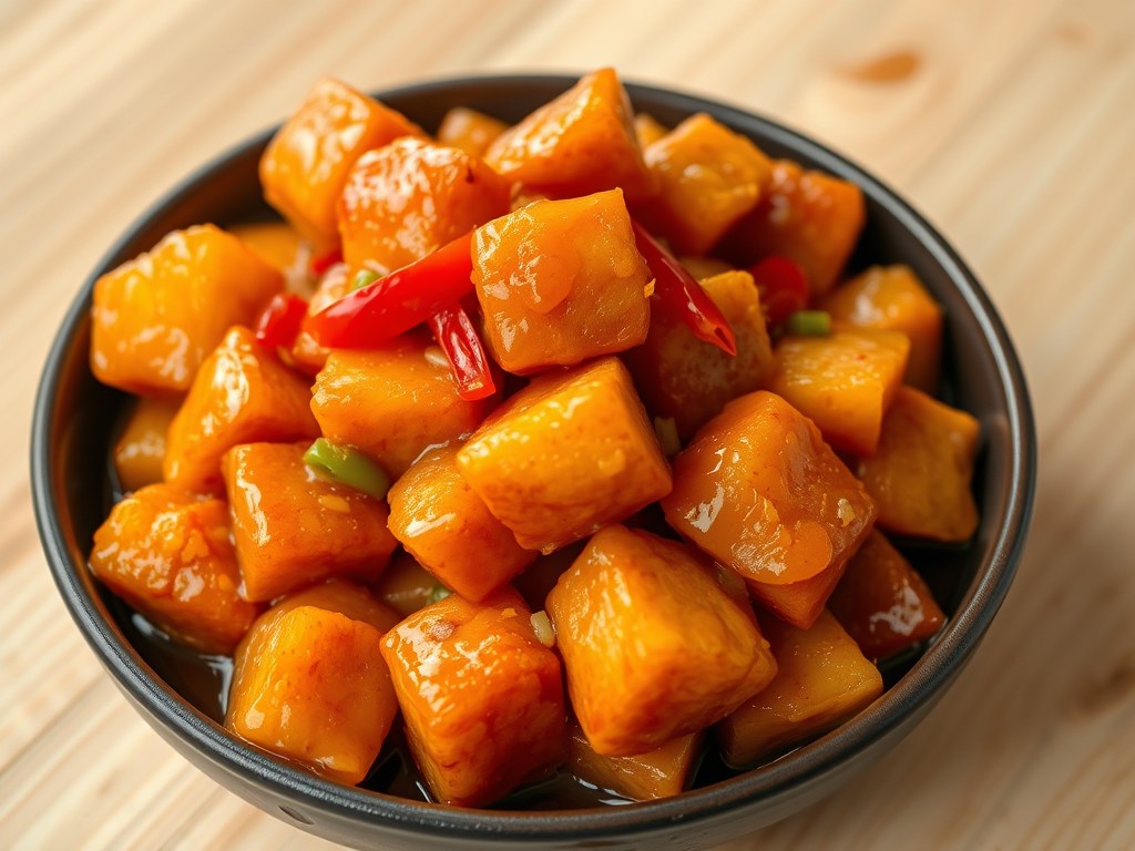 Sweet and Sour van Varkensvlees, AI-gegenereerde illustratie