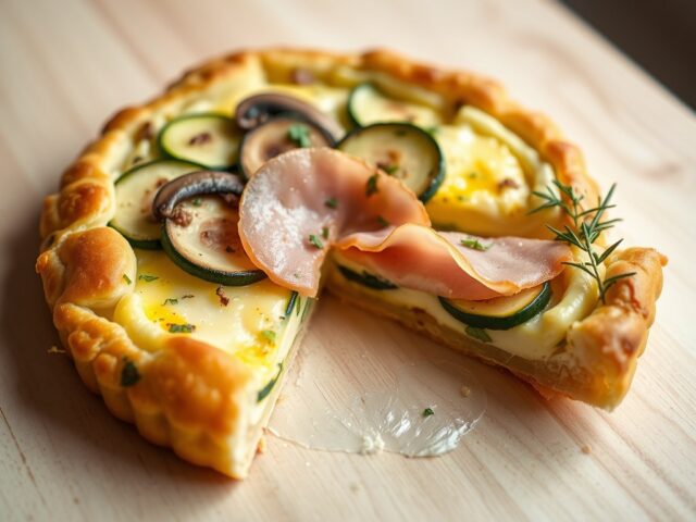 Taart met courgette en (kastanje)champignons