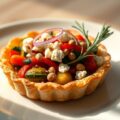 Taartje met courgette- en paprikaratatouille en ge