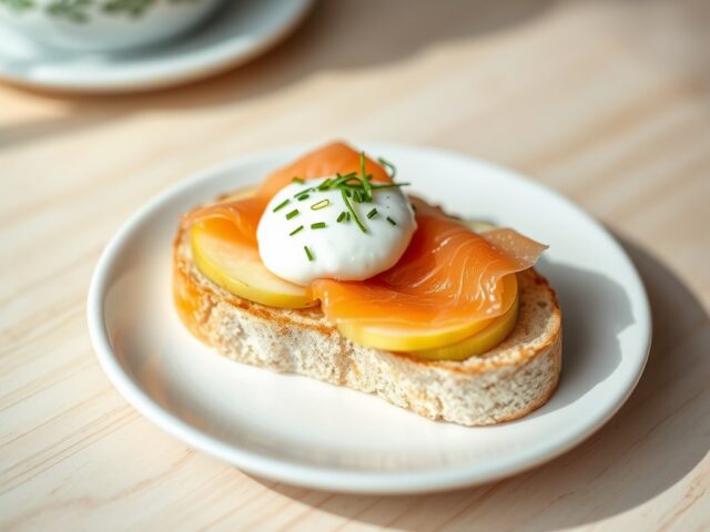 taartje van gerookte zalm en appel
