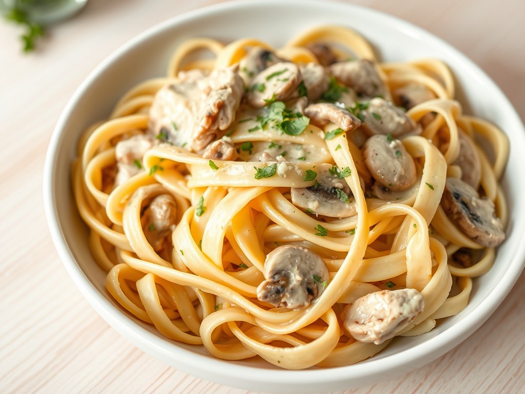 Tagliatelle met piepkuiken, AI-gegenereerde illustratie