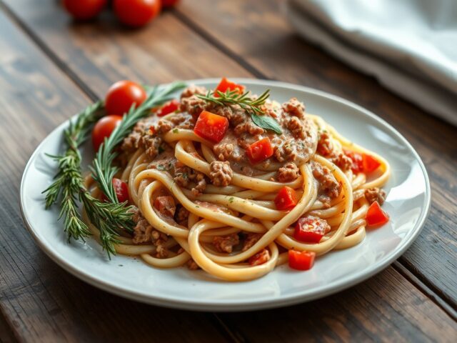 Tagliatelle met romig gehakt