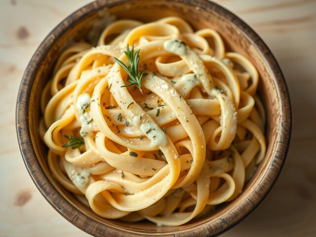 Tagliatelle met roquefort en rozemarijn