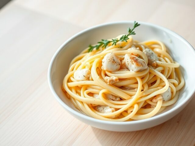 Tagliatelle met zeeduivel en prei