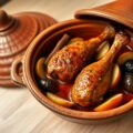 Tajine van kip, appels en pruimen