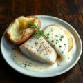 Tarbot met gepofte aardappel en beurre blanc