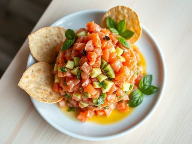 Tartaar van kiwi, zalm en avocado