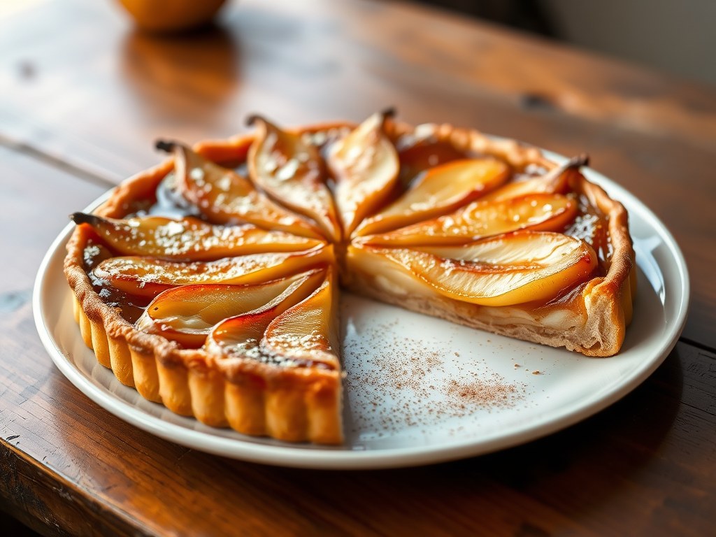 Tarte tatin van peer, AI-gegenereerde illustratie