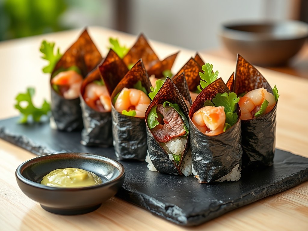 Temaki sushi, AI-gegenereerde illustratie