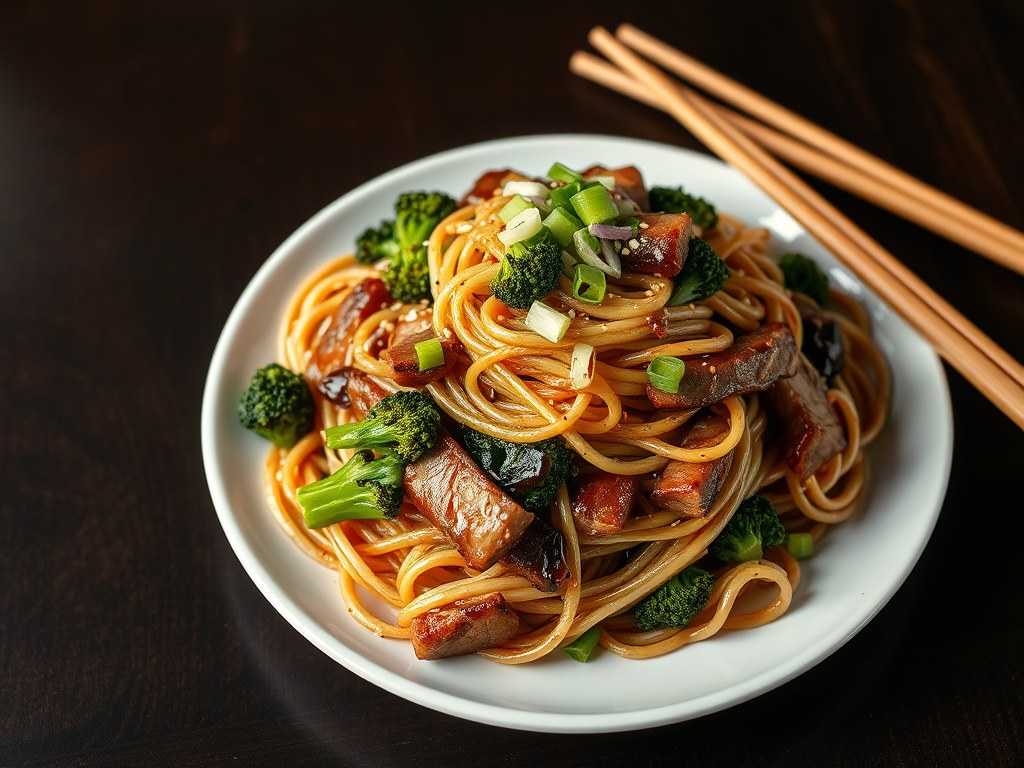Thai Lunch (Pad Siew Ew), AI-gegenereerde illustratie