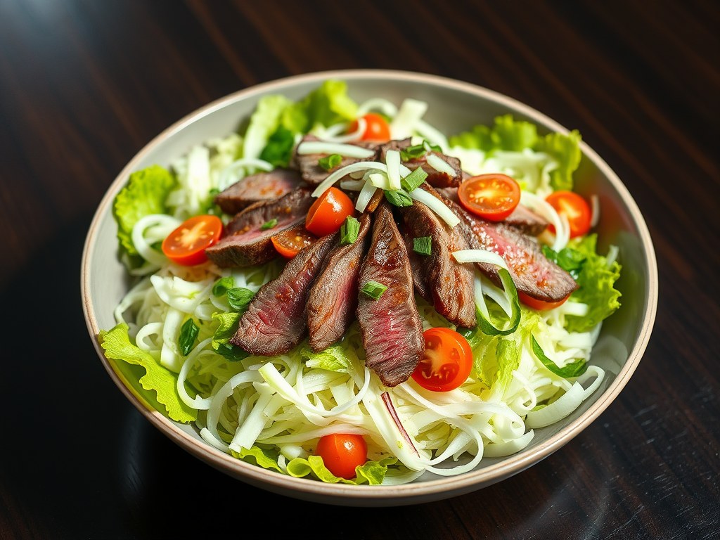 thaise biefstuksalade, AI-gegenereerde illustratie