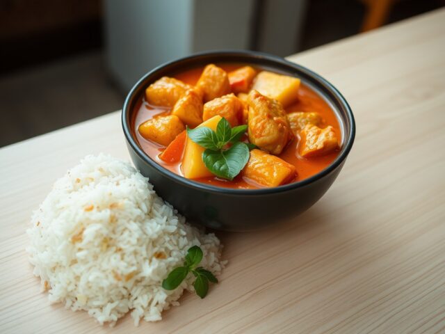 Thaise curry met kip en gemberrijst