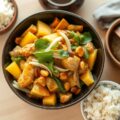 Thaise kalkoenwok met witloof en kleefrijst