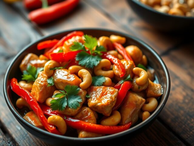 Thaise kip met cashewnoten
