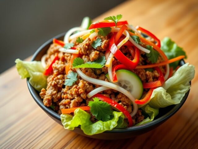 Thaise salade met gehakt uit de wok