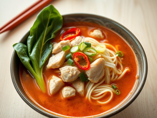 Thaise Sweet Chili noedelsoep met kip en paksoi