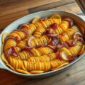 Tian van aardappel, ui en pancetta