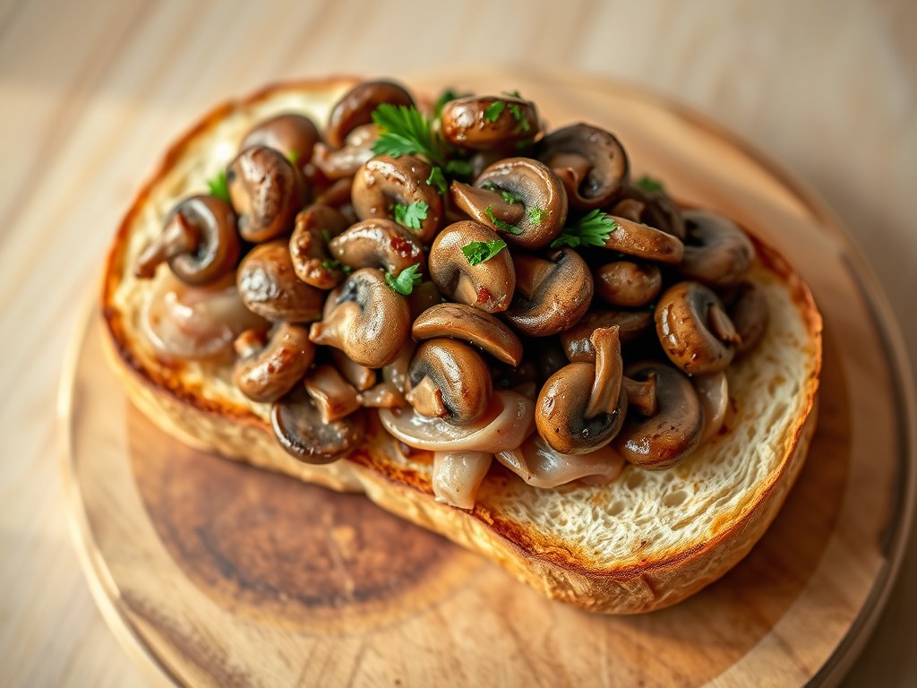 Toast met champignons, AI-gegenereerde illustratie