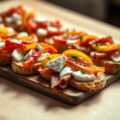 Toast met geroosterde paprika en buffelmozzarella