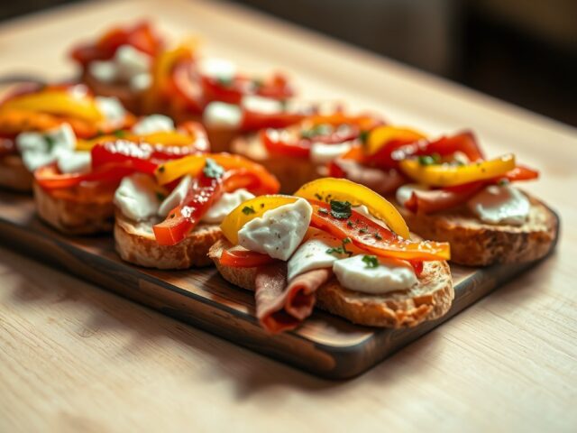 Toast met geroosterde paprika en buffelmozzarella