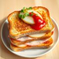 Toast met peer, ham en kaas