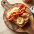 Toast met spek gebakken banaan en pindakaas