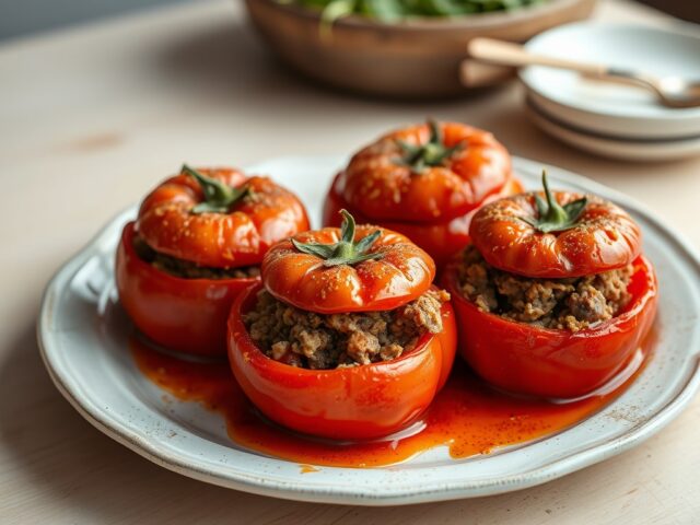 Tomaten gevuld met gehakt volgens Hollands recept