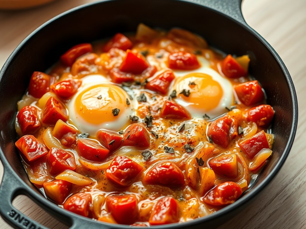 Tomaten, ui en ei, AI-gegenereerde illustratie