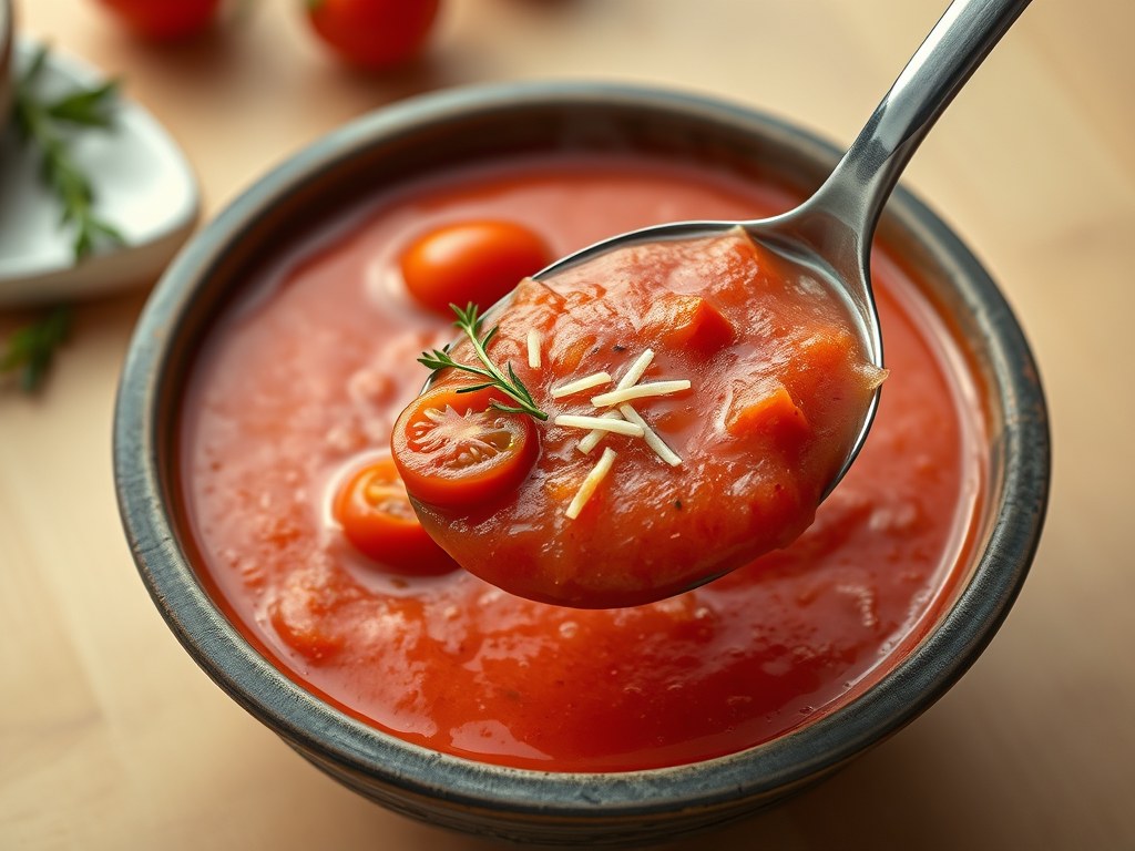 Tomaten Uiensoep, AI-gegenereerde illustratie