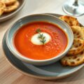 Tomatenbouillon met mascarpone en pizza galettes