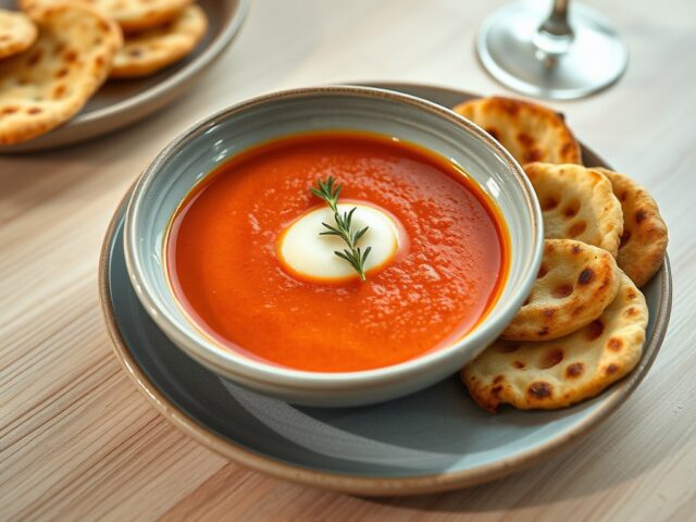 Tomatenbouillon met mascarpone en pizza galettes