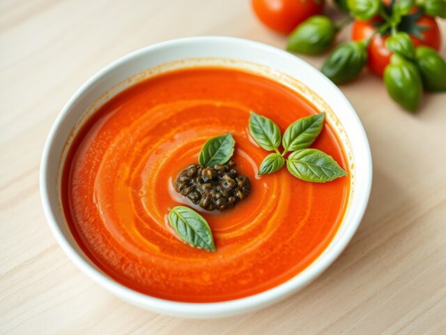 Tomatensoep (koud) met Tapenade