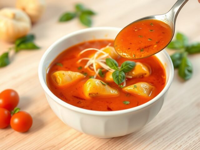 Tomatensoep met gevulde pasta