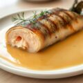 Tongfilet gevuld met zalm soufflé met Rieslingsaus