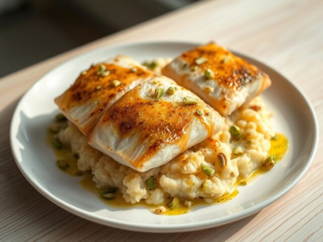 Tongfilet met geplette aardappel en (zie opm.)