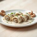 Tongrolletjes met paddenstoelenmousse