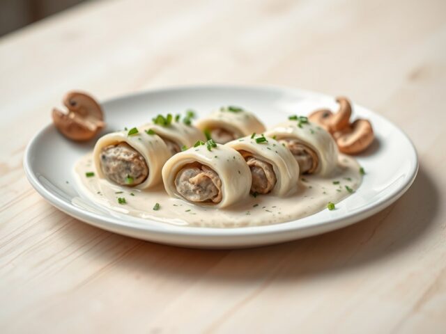 Tongrolletjes met paddenstoelenmousse