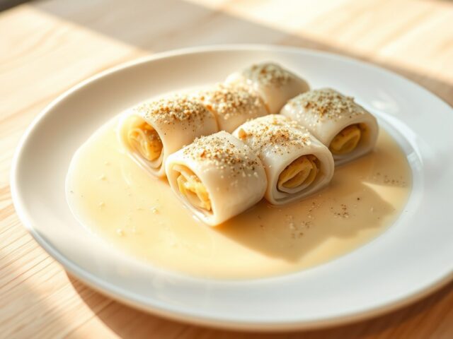 Tongrolletjes met prei en 5 minuten saus