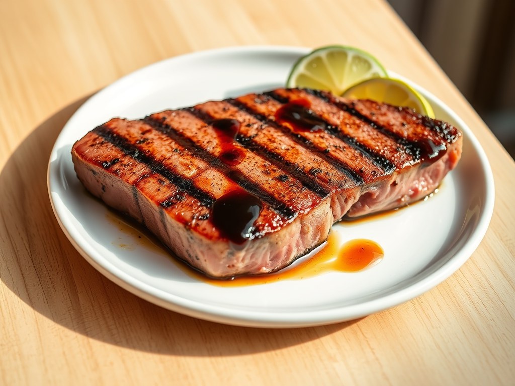 Tonijn in de grillpan, AI-gegenereerde illustratie