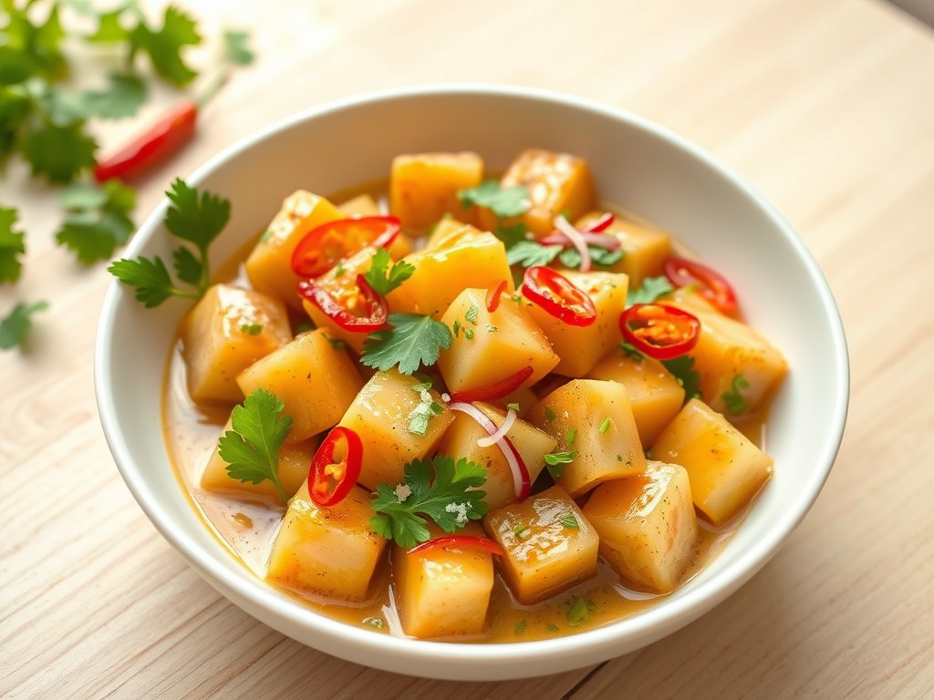 Tonijn met Ananas en Kokosmelk, AI-gegenereerde illustratie