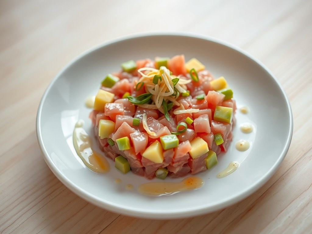 Tonijn Tartaar met Avocado en Gari, AI-gegenereerde illustratie