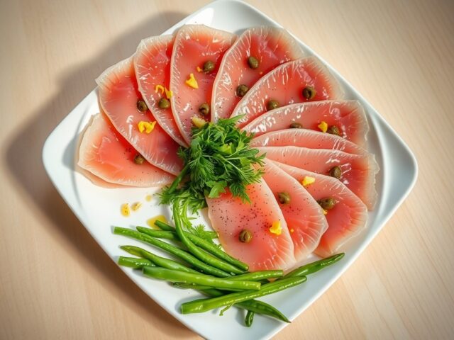 Tonijncarpaccio met kappertjesdressing