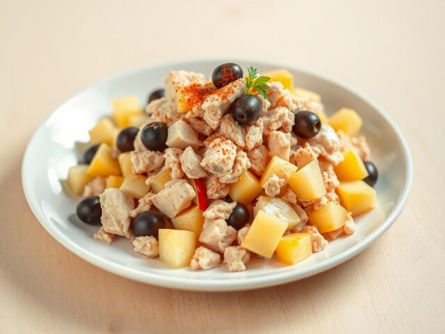 Tonijnsalade met appel en ananas